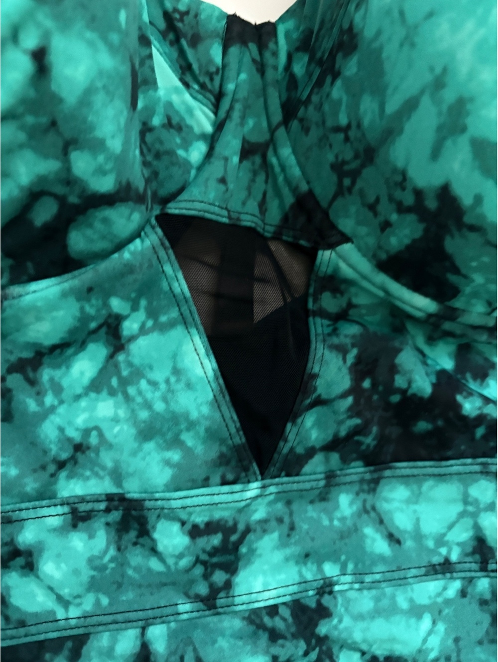 Torrid | Size 5F Teal Black Tie-Dye One-Piece Swimsuit Mesh Panels - Picture 3 of 7